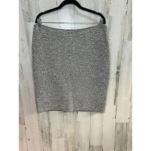 St. John Women's Gray white Tweed Pencil‎ Skirt Size 12 Knee Length Business